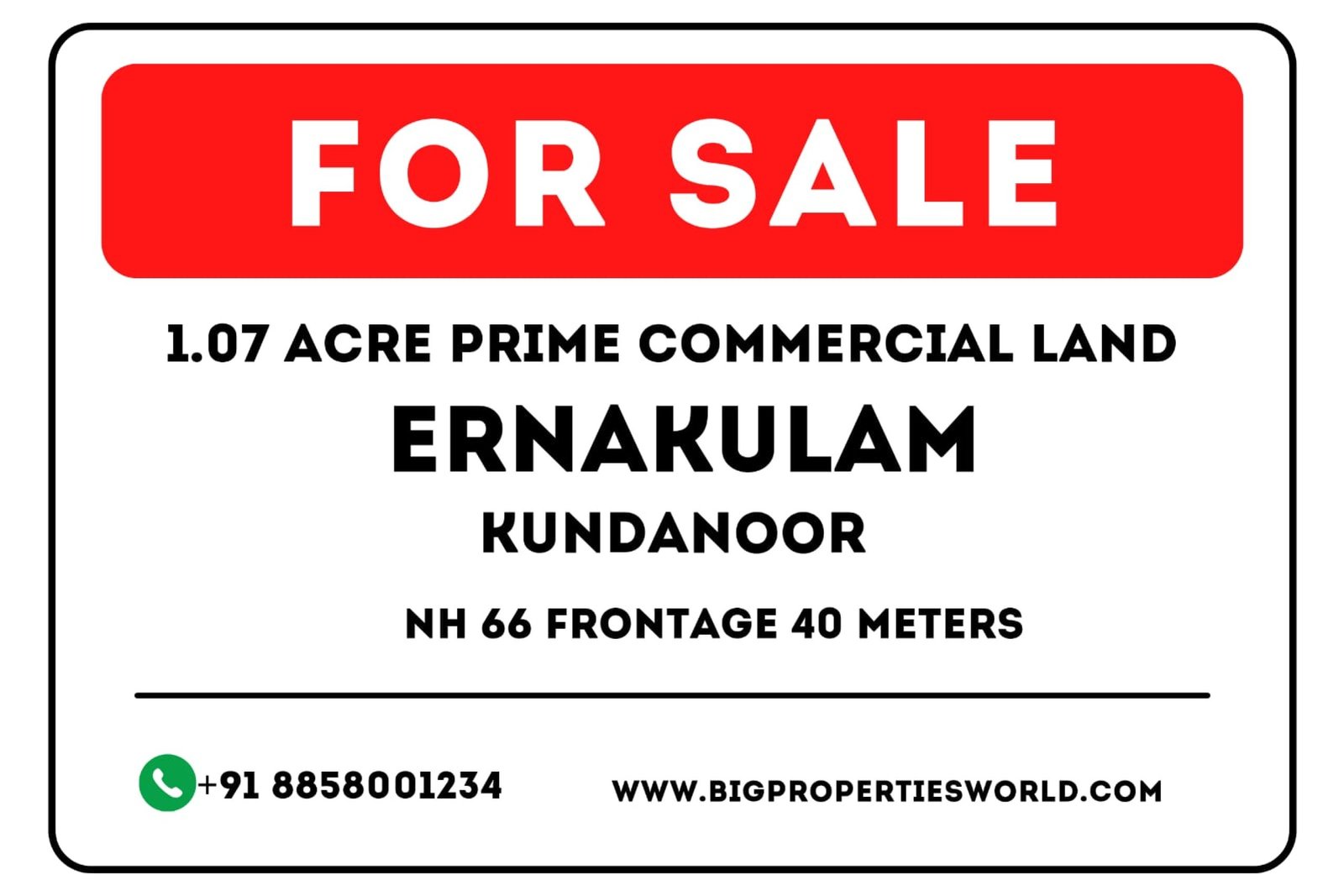 1 Acre Commercial Land Ernakulam Kundanoor
