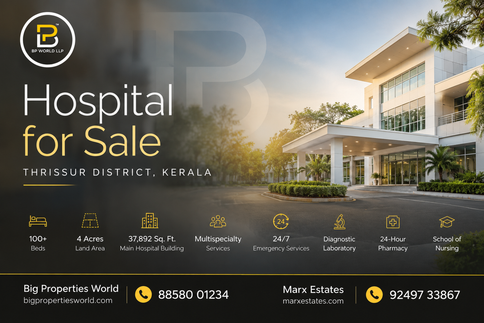 100 Bed Hospital For Sale Thrissur
