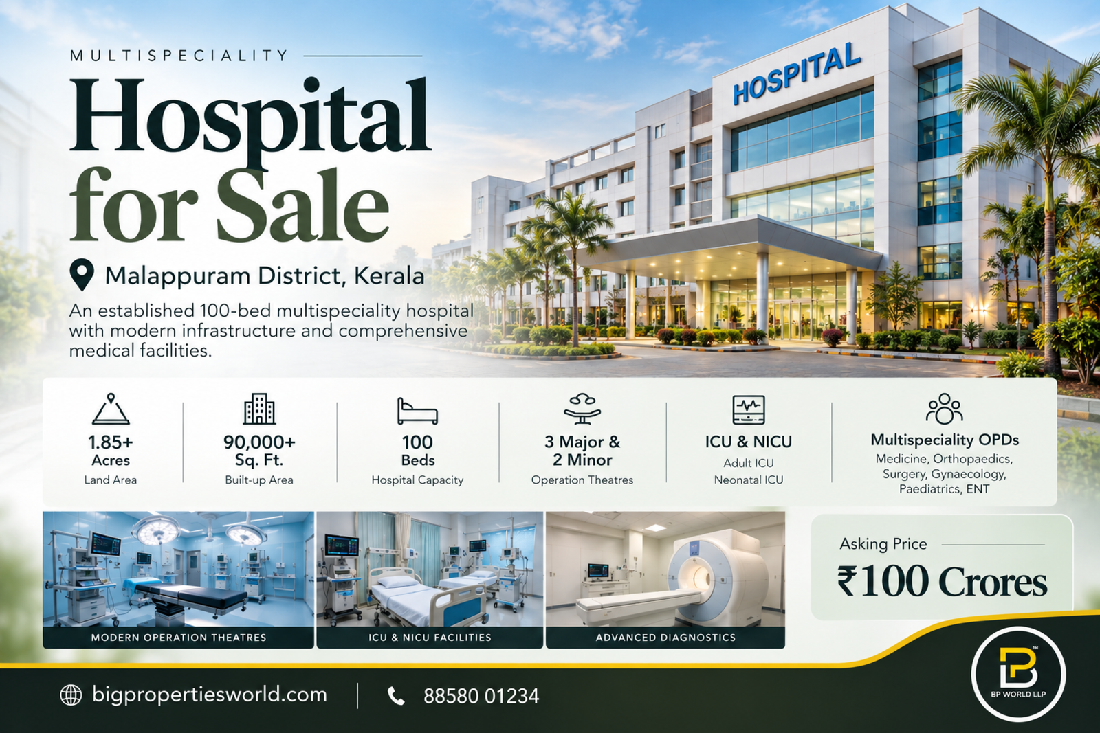 100 Bed Hospital for Sale Kerala