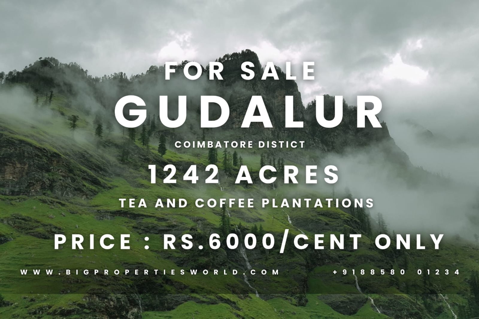 1200 Acres Estate for Sale Gudalur