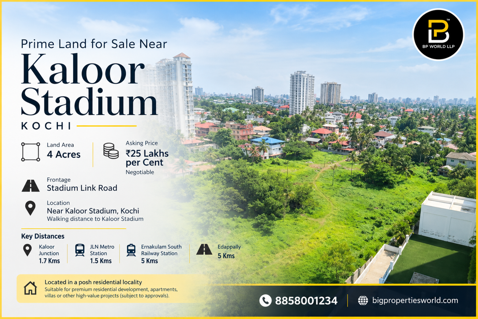 4 Acres for Sale NEar Kaloor Stadium