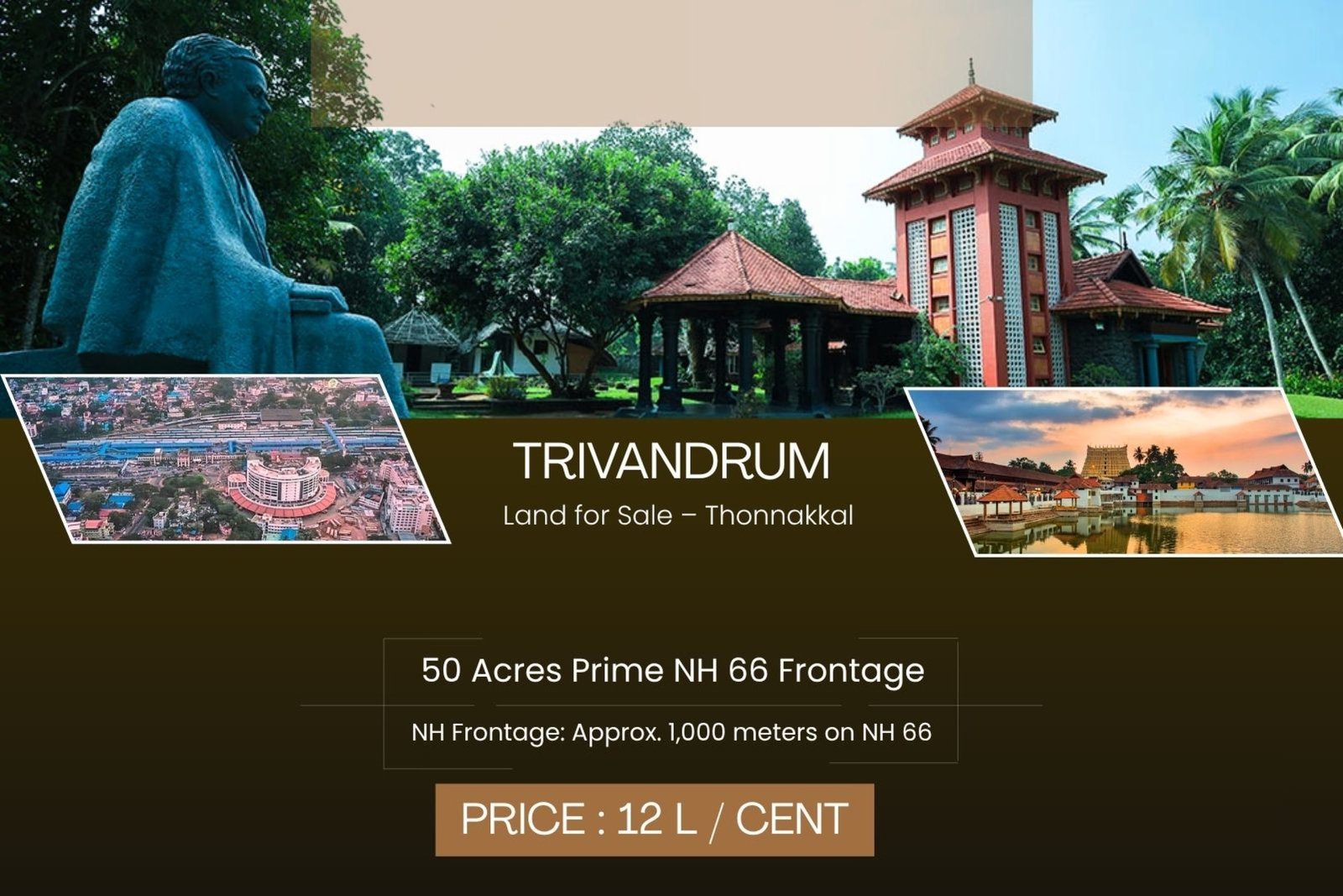 50 Acres NH 66 Front Land For Sale Trivandrum For Township