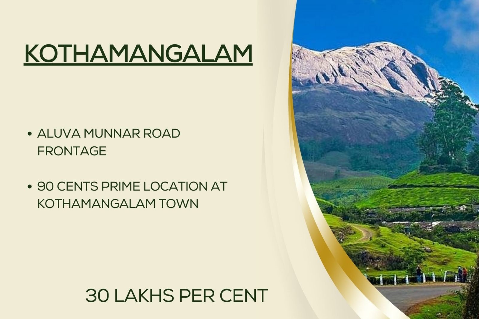 90 cents Kothamangalam Aluva Munnar Road Frontage