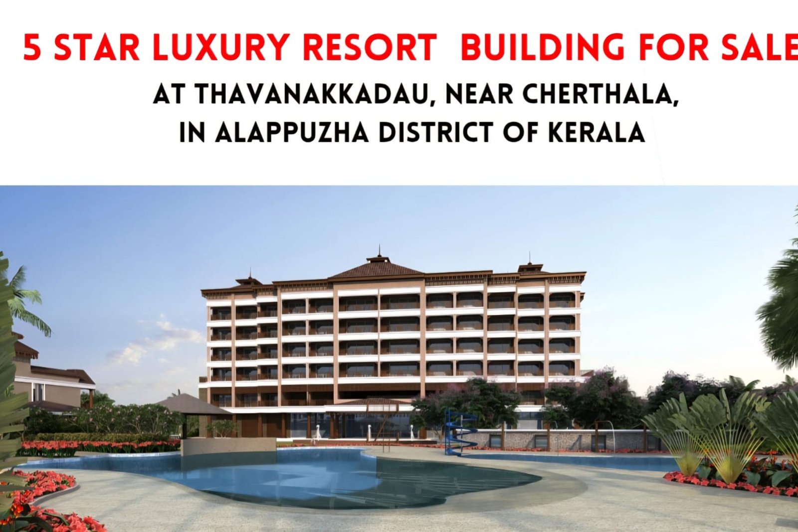 Waterfront Resort Building for Sale Cherthala